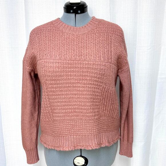 Madewell Stitchmix Merino Wool Blend Sweater Loop Fringe Fisherman Style Sz: M - Picture 2 of 10